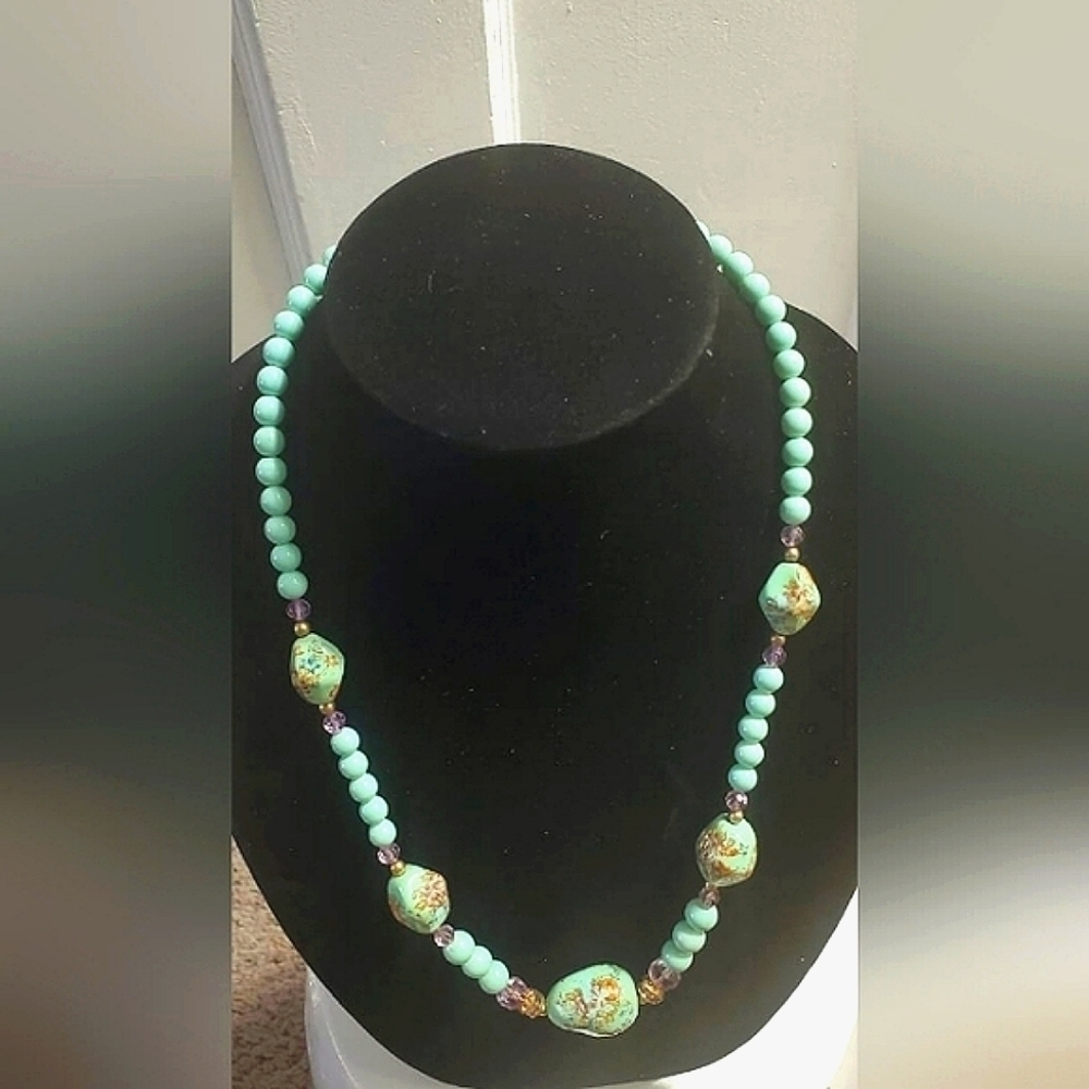 Japan Rare Vintage Turquoise Bead And Bobble Necklace. (Signed) 🌴